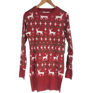 Tipsy Elves Sweater Dress Womens Size Medium Red Reindeer Ugly Christmas Sweater